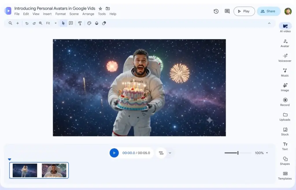 Google Vids introduces AI avatars and advanced editing tools