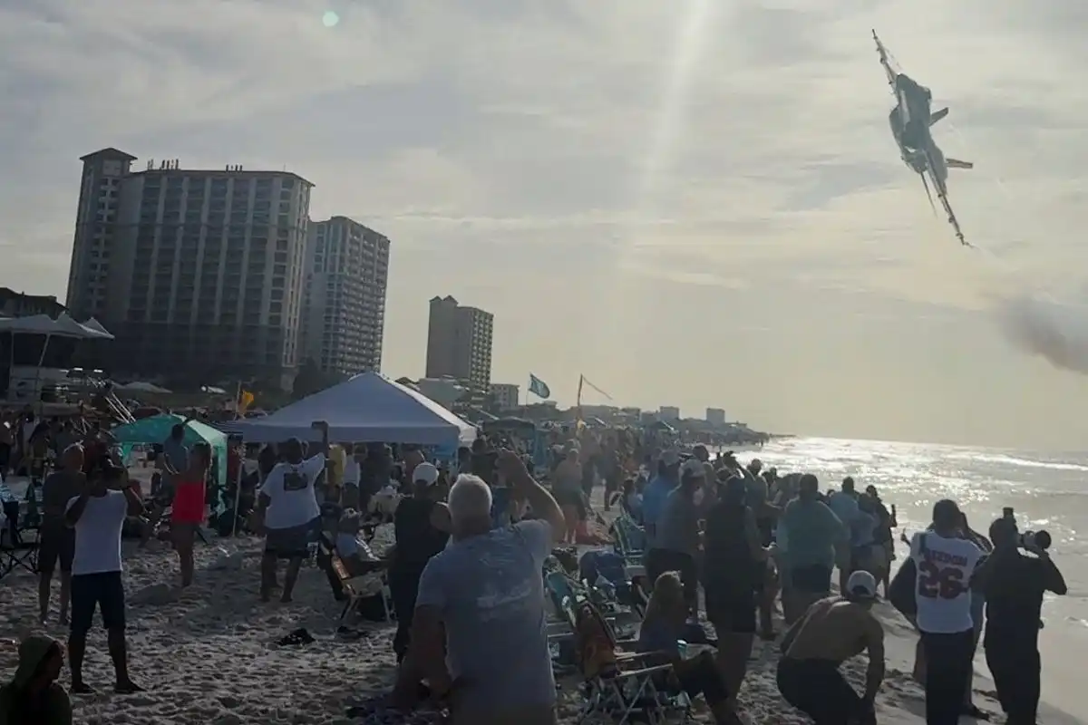 US Navy jet flyover sparks safety debate after Florida beach scare